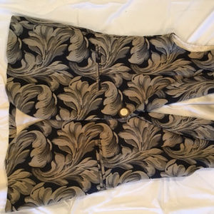 Vintage Fleur De Lis Brocade Shawl Collar Vest